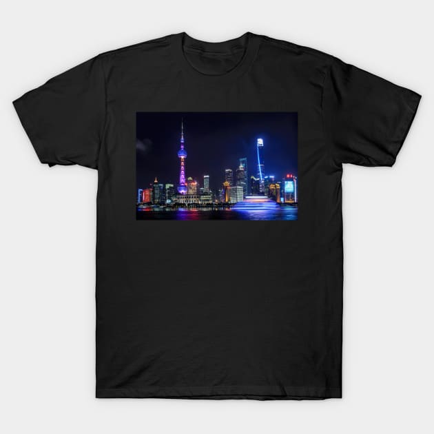 Neon city landscape T-Shirt by aestheticand